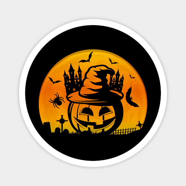 Spooky Moon Halloween Witch Monster Ghost Pumpkin 9 Magnet by fromherotozero